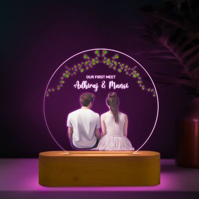 Personalized Couple Night Lamp Custom Name Light Gift for Anniversary Valentines Birthday Gift for Couple Husband Wife Girlfriend Boyfriend 7 Color Changing Light